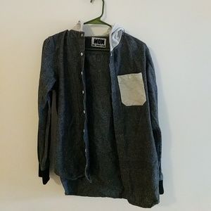 Mens S Woolf Hooded Button Down Shirt